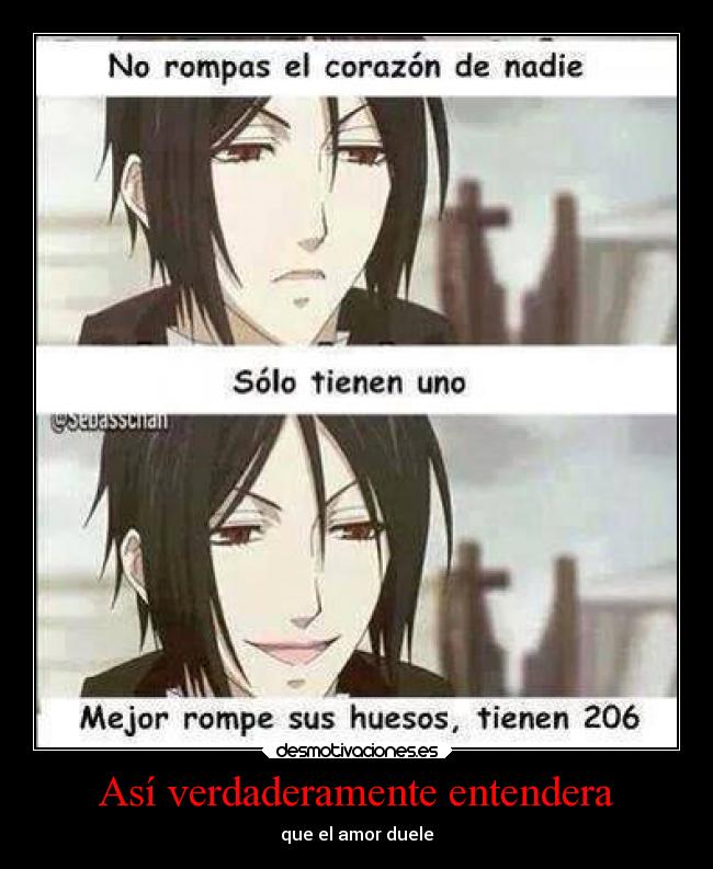 carteles amor corazon anime kuroshitsuji sebastian huesos desmotivaciones
