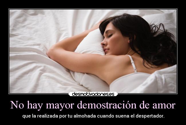 No hay mayor demostración de amor - que la realizada por tu almohada cuando suena el despertador.