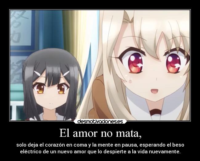 El amor no mata, - solo deja el corazón en coma y la mente en pausa, esperando el beso
eléctrico de un nuevo amor que lo despierte a la vida nuevamente.