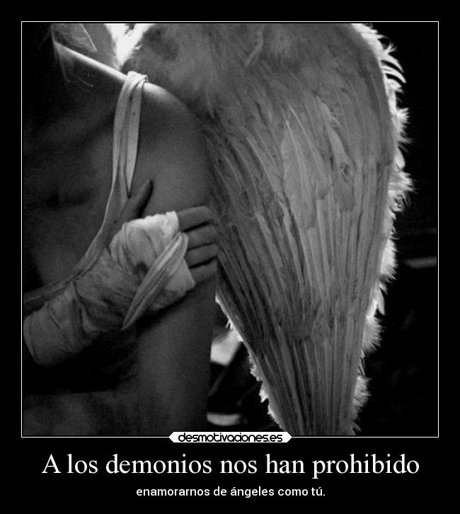 A los demonios nos han prohibido - enamorarnos de ángeles como tú.