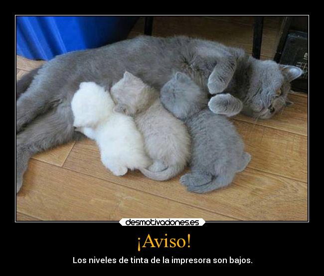 ¡Aviso! - Los niveles de tinta de la impresora son bajos.