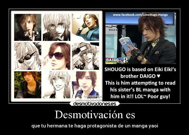Desmotivación es - que tu hermana te haga protagonista de un manga yaoi