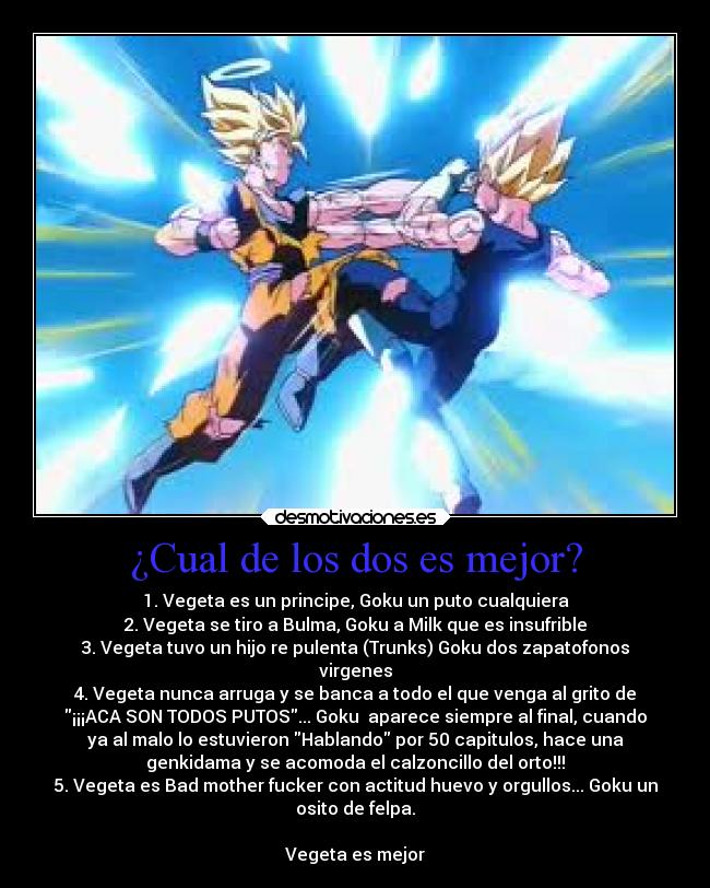 carteles anime manga dragon ball goku vegeta quien realmente mejor desmotivaciones