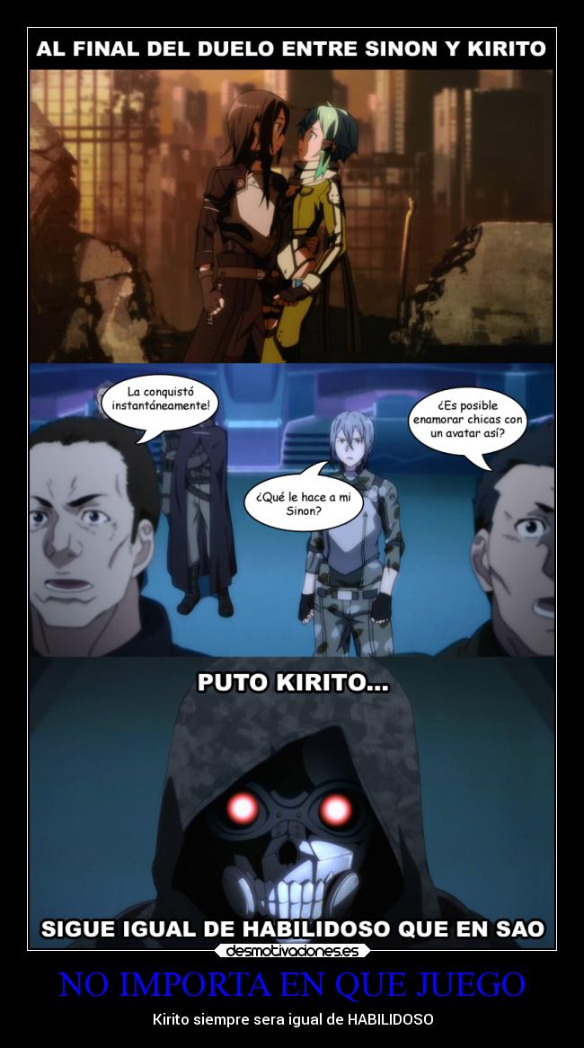 carteles anime sword art online kirito conquistando chicas juegos desde siempre sinon quientecrees desmotivaciones