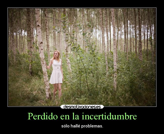 Perdido en la incertidumbre - sólo hallé problemas.