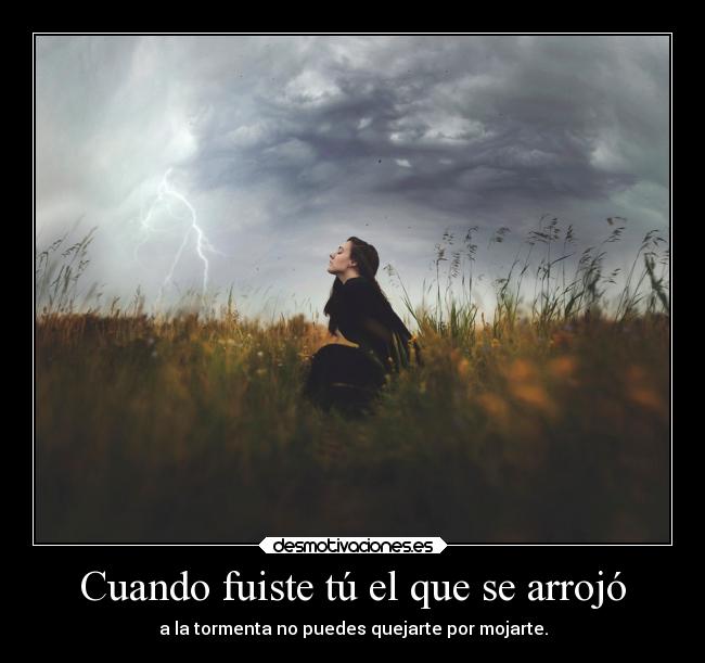 Cuando fuiste tú el que se arrojó - a la tormenta no puedes quejarte por mojarte.