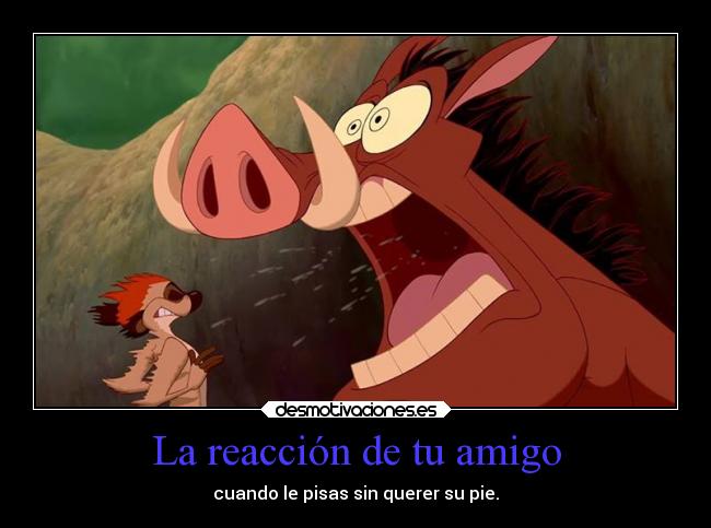 carteles ayuda timon pumba companero amigo pisar sin querer pie divertigo manga desmotivaciones