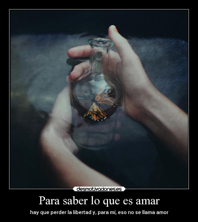 Para saber lo que es amar - hay que perder la libertad y, para mí, eso no se llama amor