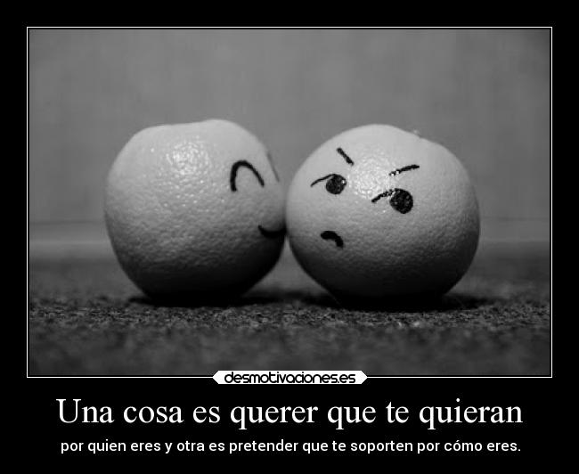 Una cosa es querer que te quieran - por quien eres y otra es pretender que te soporten por cómo eres.