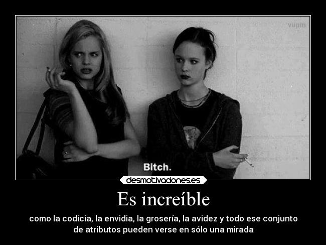 Es increíble - como la codicia, la envidia, la grosería, la avidez y todo ese conjunto
de atributos pueden verse en sólo una mirada