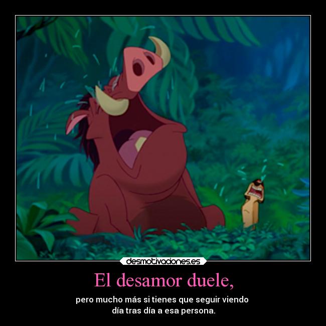 El desamor duele, - pero mucho más si tienes que seguir viendo 
día tras día a esa persona.