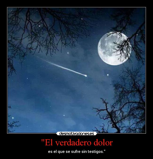 El verdadero dolor - es el que se sufre sin testigos.