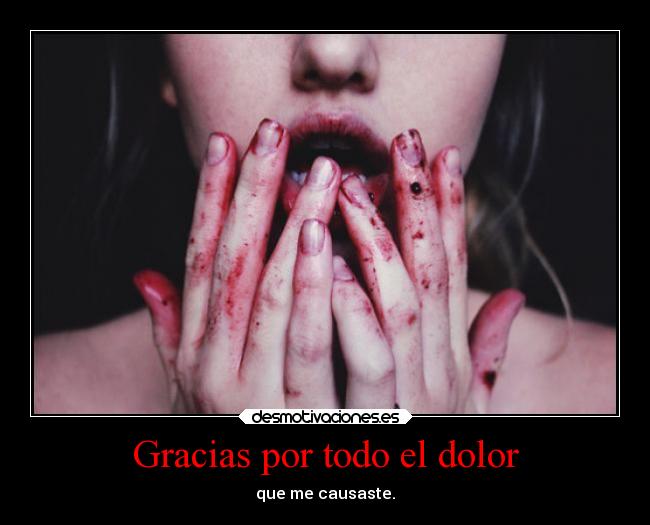 Gracias por todo el dolor - que me causaste.