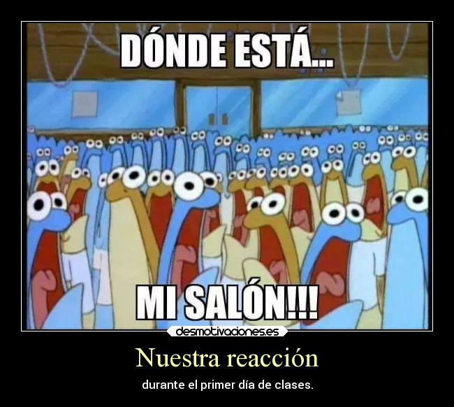 Nuestra reacción - durante el primer día de clases.