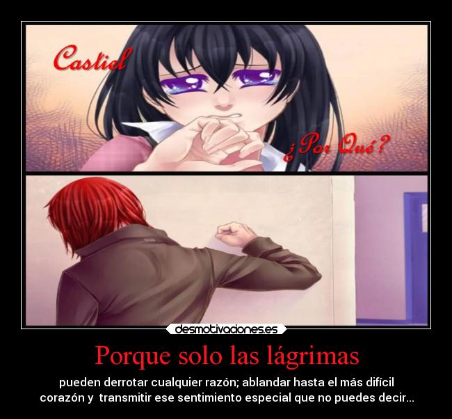 Porque solo las lágrimas - pueden derrotar cualquier razón; ablandar hasta el más difícil
corazón y transmitir ese sentimiento especial que no puedes decir...