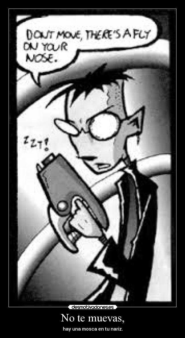 carteles graciosas vineta jhonen vasquez hombre con una pistola clavos desmotivaciones