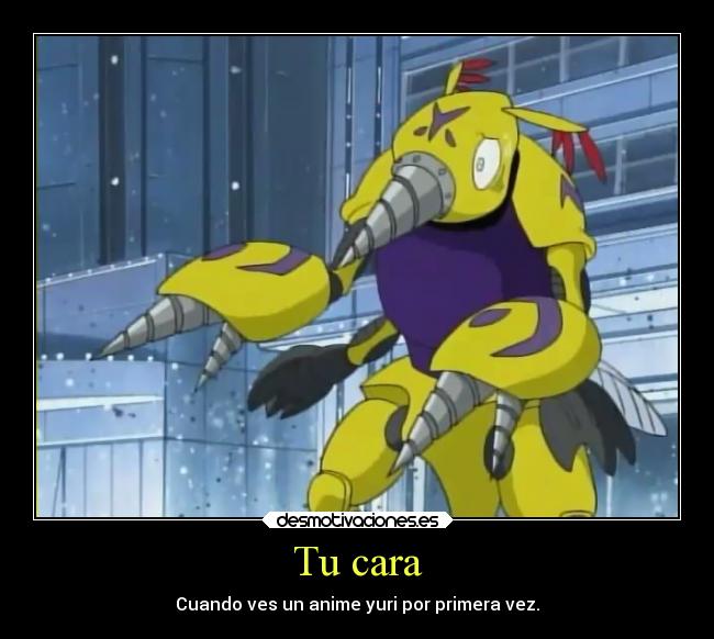 carteles humor anime digimon adventure digmon cara yuri otaku devilbrigade cierto desmotivaciones
