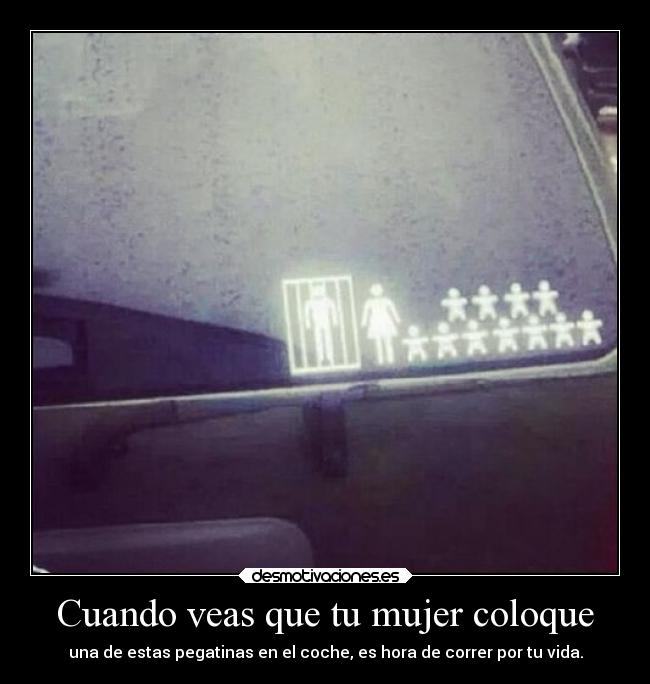 carteles mujer mujer humor graciosas pegatina coche rilacs desmotivaciones