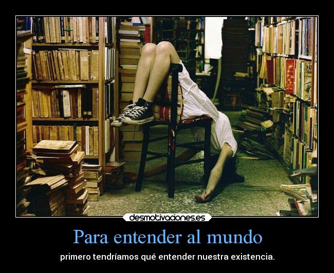 Para entender al mundo - primero tendríamos qué entender nuestra existencia.