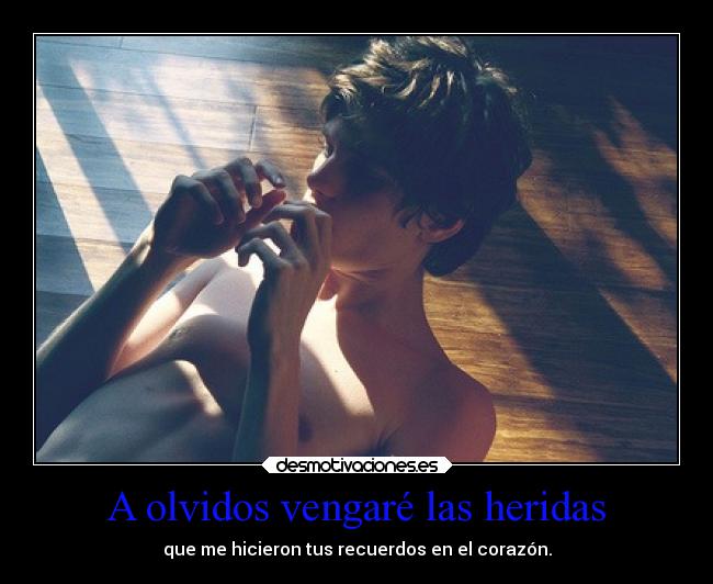 A olvidos vengaré las heridas - que me hicieron tus recuerdos en el corazón.
