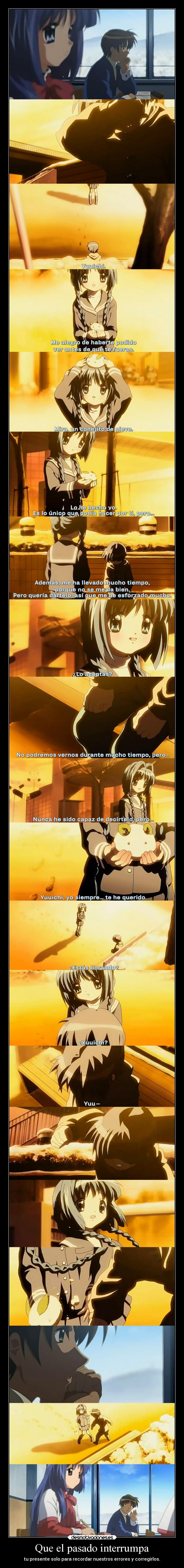 carteles pasado pasado anime interrumpir presente recordar error corregir arreglar raptorhunters desmotivaciones