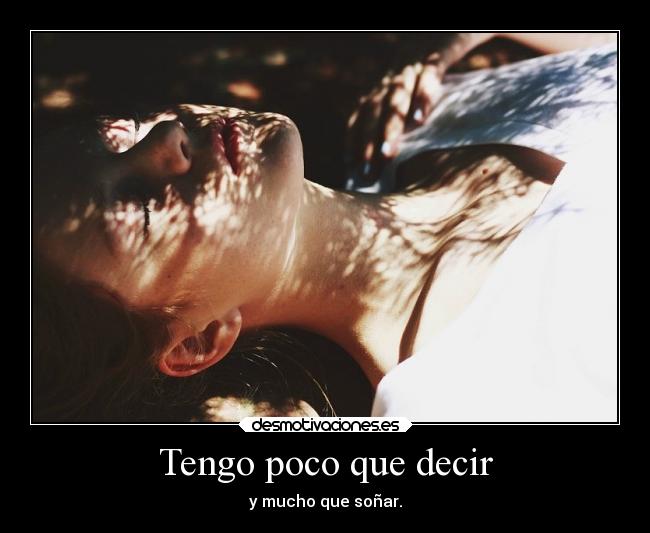 Tengo poco que decir - y mucho que soñar.