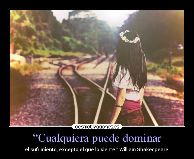 “Cualquiera puede dominar - el sufrimiento, excepto el que lo siente.” William Shakespeare.