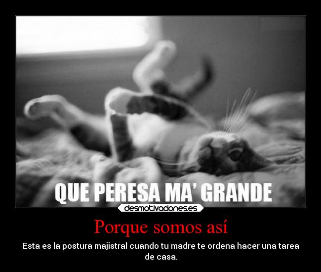 Porque somos así - Esta es la postura majistral cuando tu madre te ordena hacer una tarea
de casa.