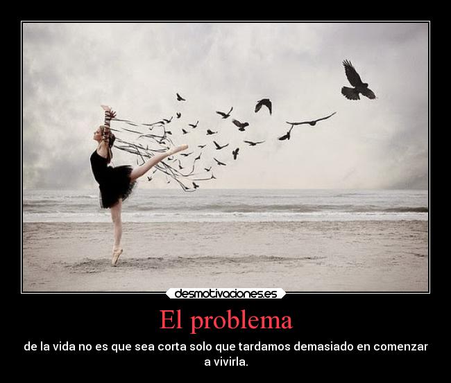 El problema - de la vida no es que sea corta solo que tardamos demasiado en comenzar
a vivirla.