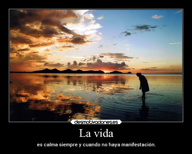 La vida - es calma siempre y cuando no haya manifestación.