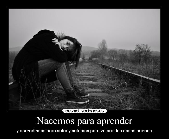 Nacemos para aprender - y aprendemos para sufrir y sufrimos para valorar las cosas buenas.