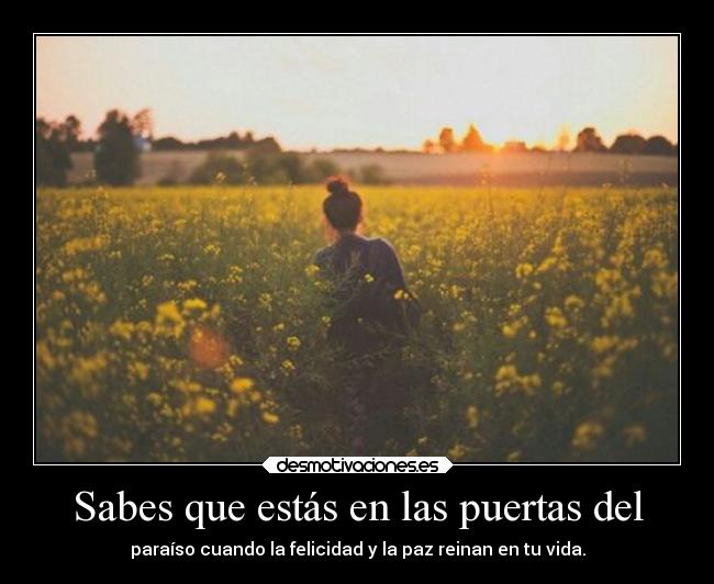 Sabes que estás en las puertas del - 