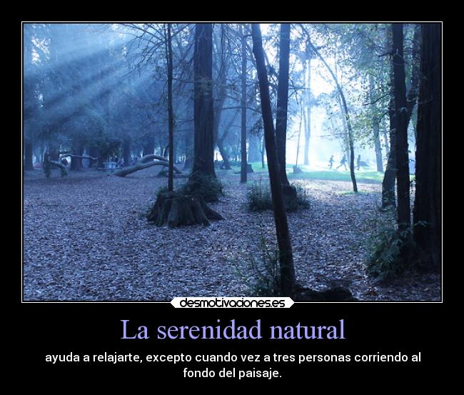 La serenidad natural - ayuda a relajarte, excepto cuando vez a tres personas corriendo al
fondo del paisaje.