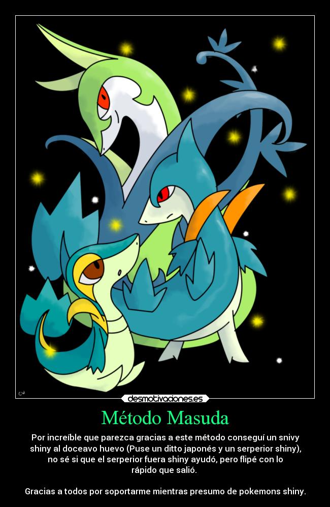 carteles videojuegos pokemon serperior snivy servine shiny metodo masuda desmotivaciones