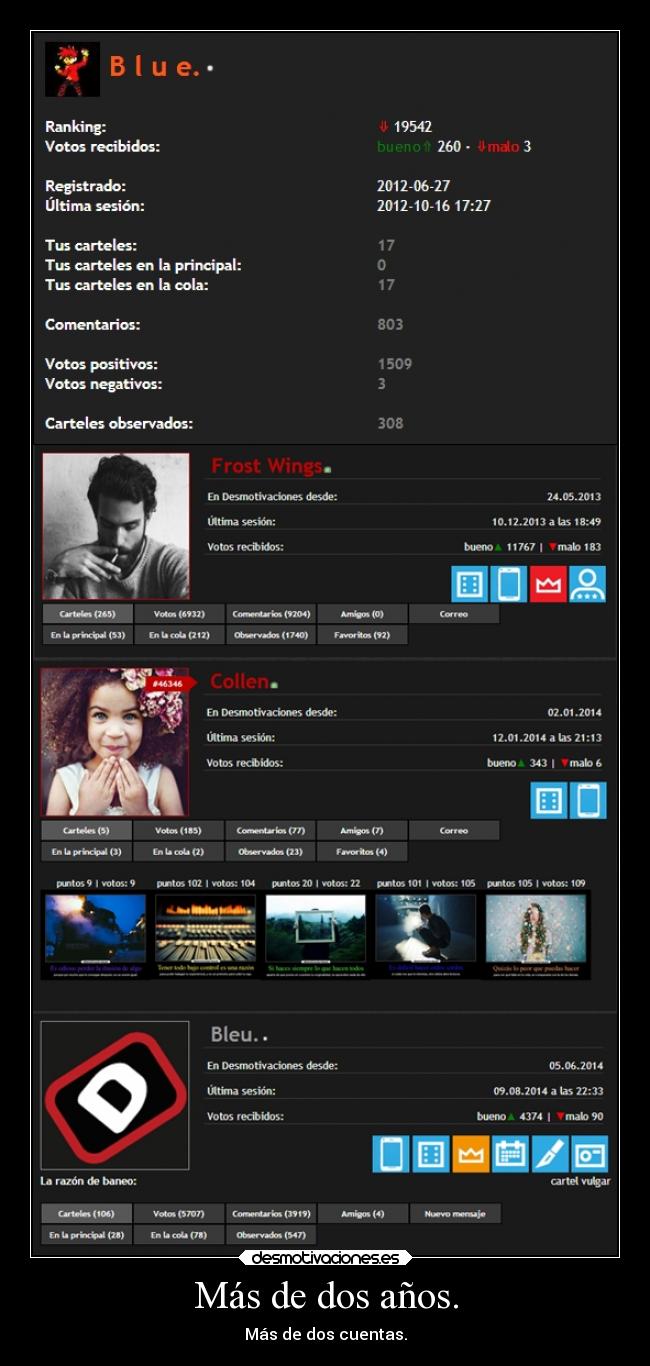 Más de dos años. - Más de dos cuentas.