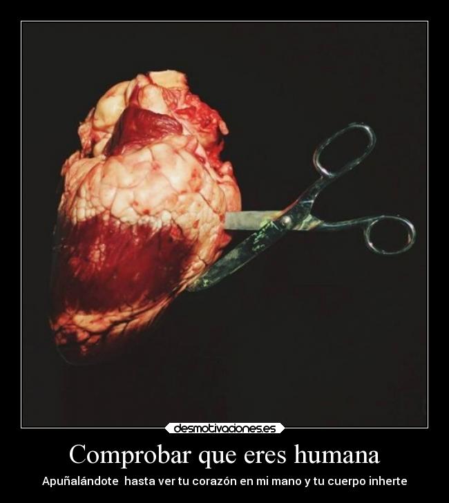 Comprobar que eres humana - Apuñalándote hasta ver tu corazón en mi mano y tu cuerpo inherte
