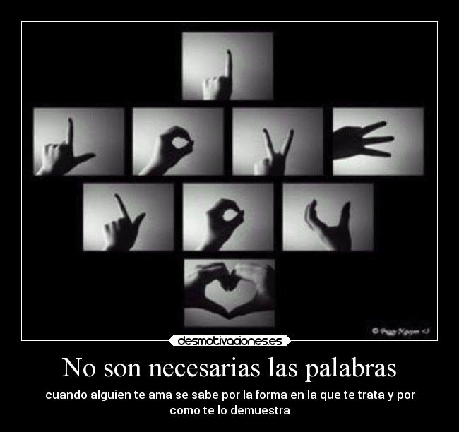 No son necesarias las palabras - cuando alguien te ama se sabe por la forma en la que te trata y por
como te lo demuestra