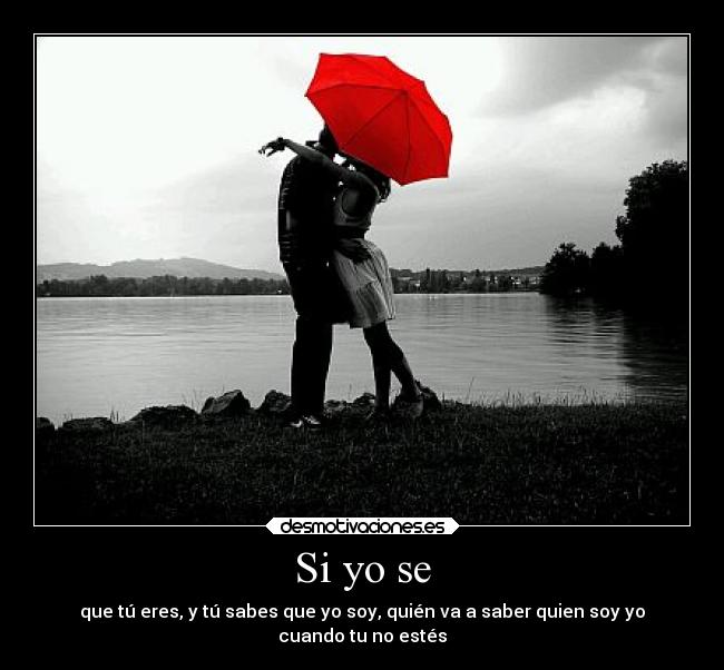 Si yo se - que tú eres, y tú sabes que yo soy, quién va a saber quien soy yo
cuando tu no estés