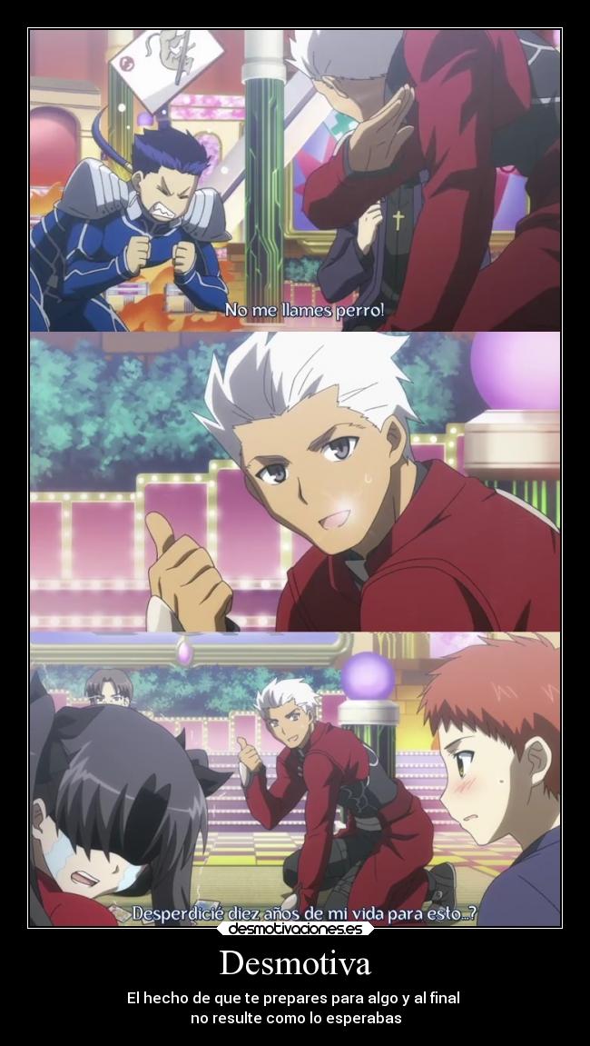 carteles anime fate stay nigth zero tohsaka archer shirou emiya desmotivaciones