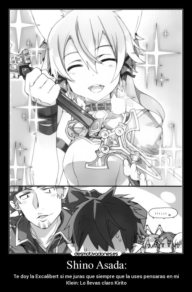 carteles anime kirito shino asada sinon asuna yuuki lisbeth silica klein sao sword art online alo alfheim desmotivaciones