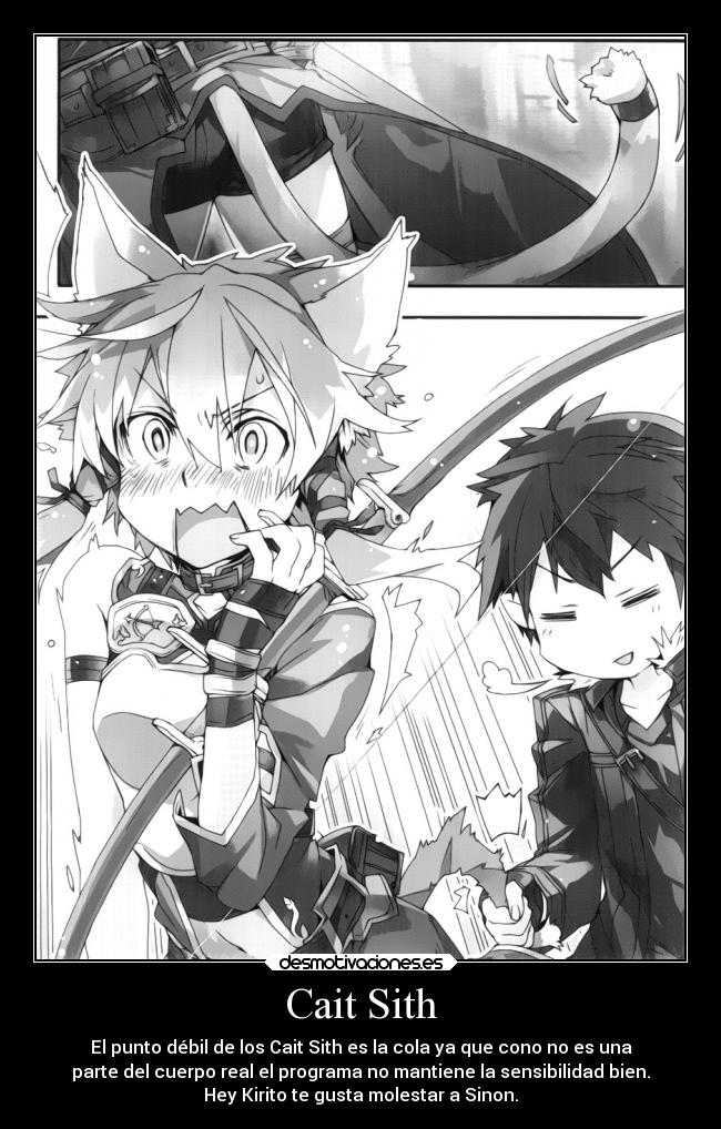 carteles anime kirito shino sinon sao sword art online alo alfheim cait sith kirigaya kazuto desmotivaciones