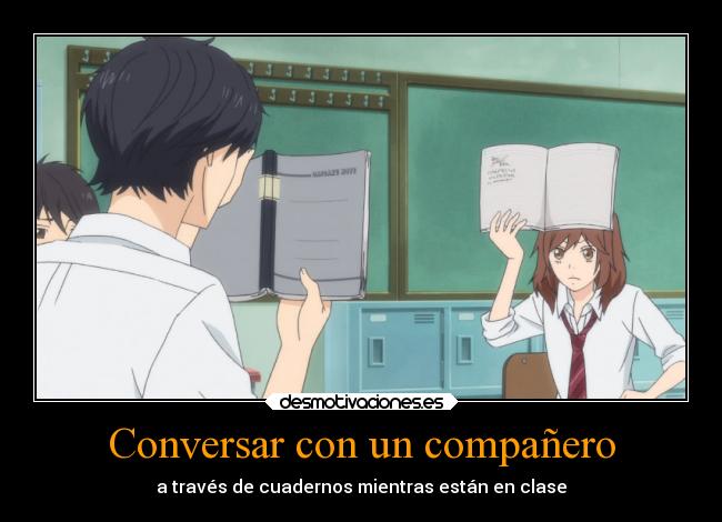 Conversar con un compañero - a través de cuadernos mientras están en clase