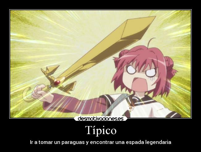 carteles anime yuru yuri akaza akari espada legendaria wtf desmotivaciones