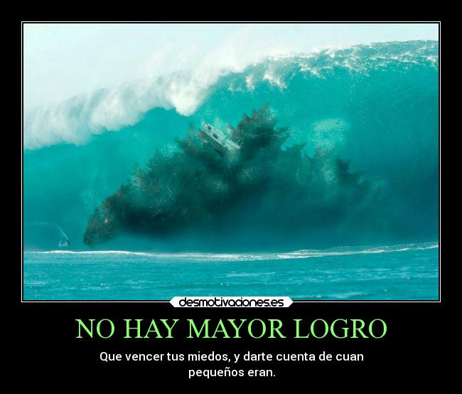 NO HAY MAYOR LOGRO - Que vencer tus miedos, y darte cuenta de cuan
pequeños eran.