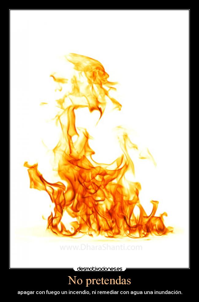 No pretendas - apagar con fuego un incendio, ni remediar con agua una inundación.