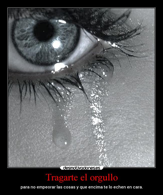 Tragarte el orgullo - para no empeorar las cosas y que encima te lo echen en cara.