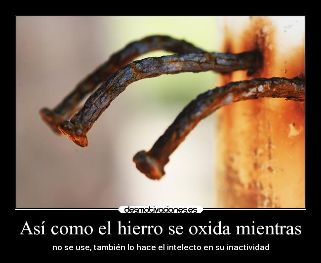 Así como el hierro se oxida mientras - no se use, también lo hace el intelecto en su inactividad
