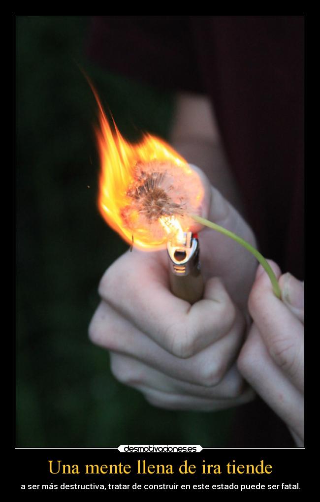 Una mente llena de ira tiende - a ser más destructiva, tratar de construir en este estado puede ser fatal.