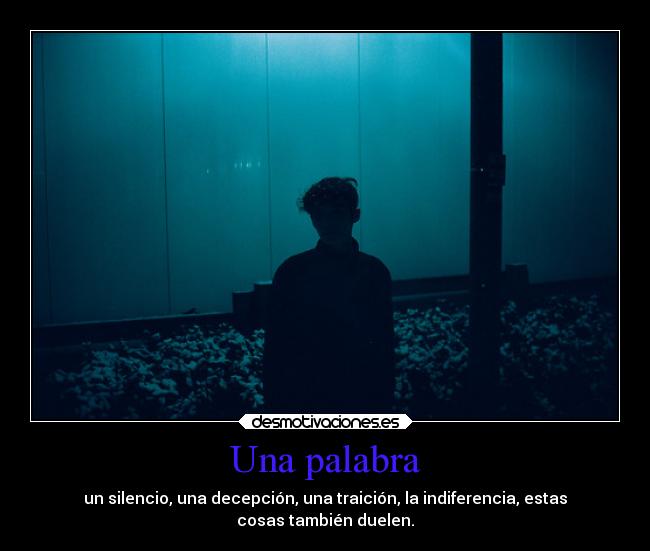 Una palabra - un silencio, una decepción, una traición, la indiferencia, estas
cosas también duelen.