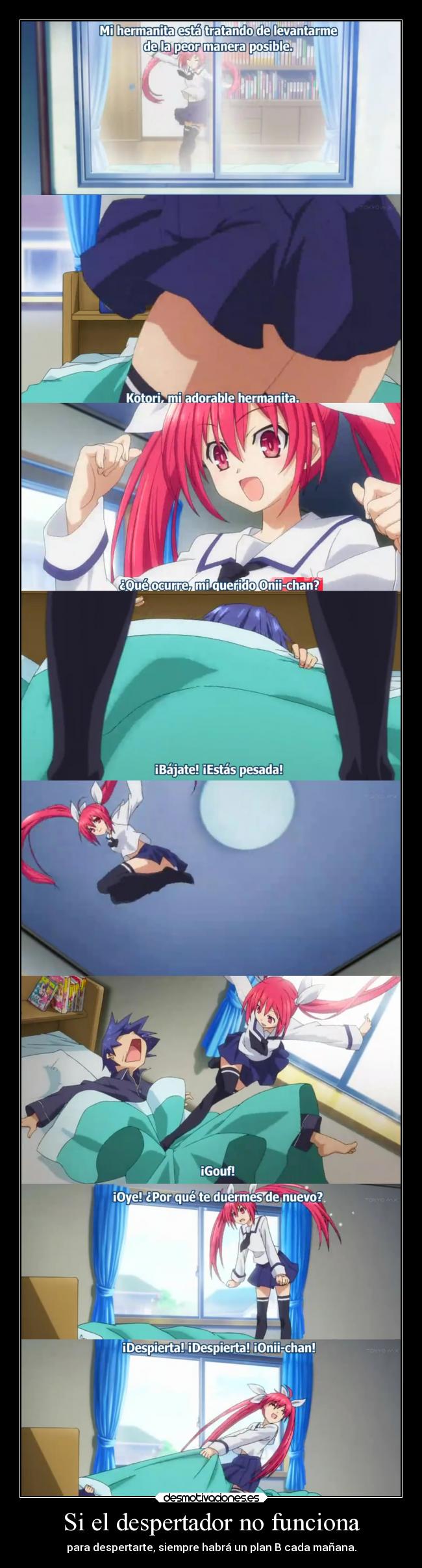 carteles familia anime despertador funcionar fallar manana plan levantarse raptorhunters desmotivaciones